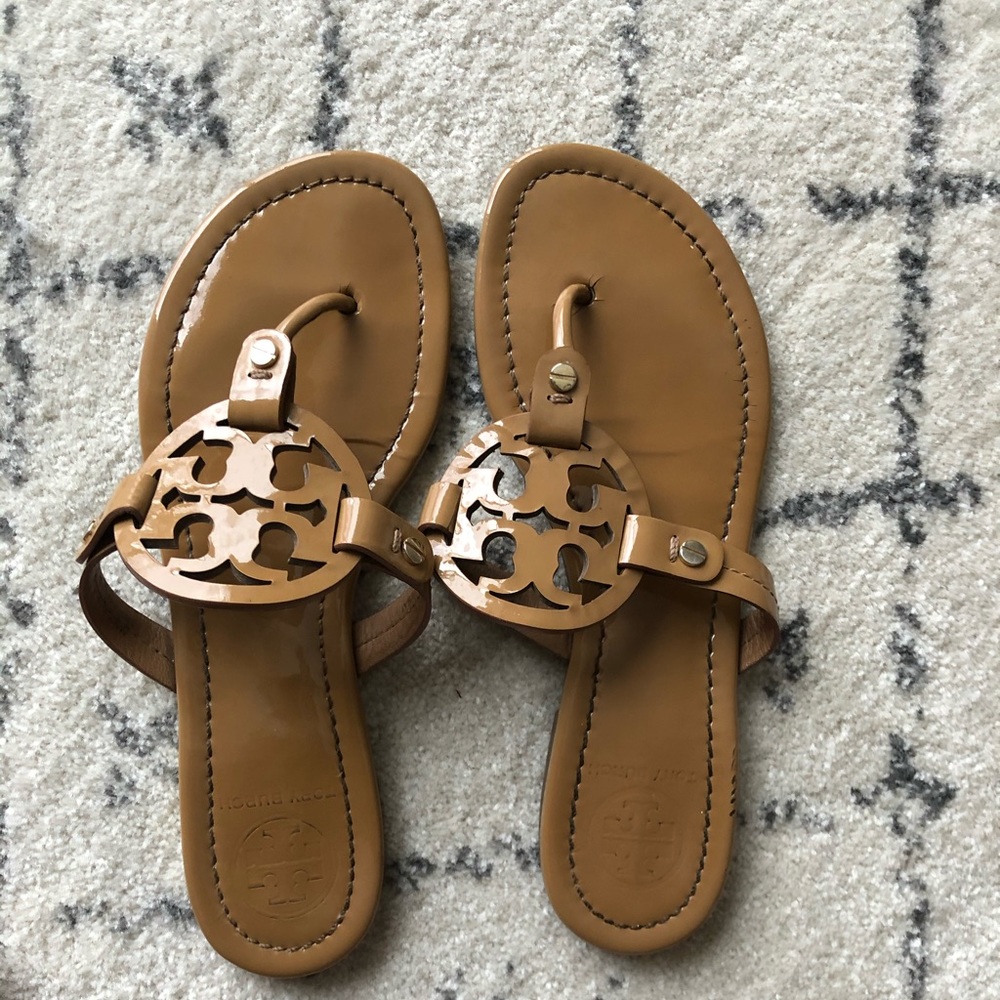 Tory Burch Miller Sandals - Patent Leather Sand